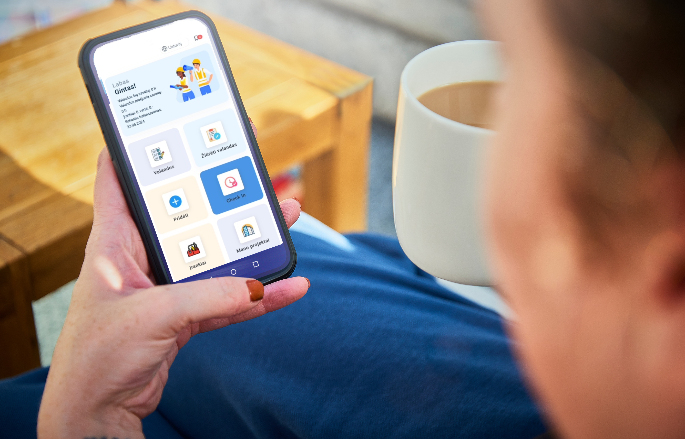 Client using Workernu platform on a mobile device