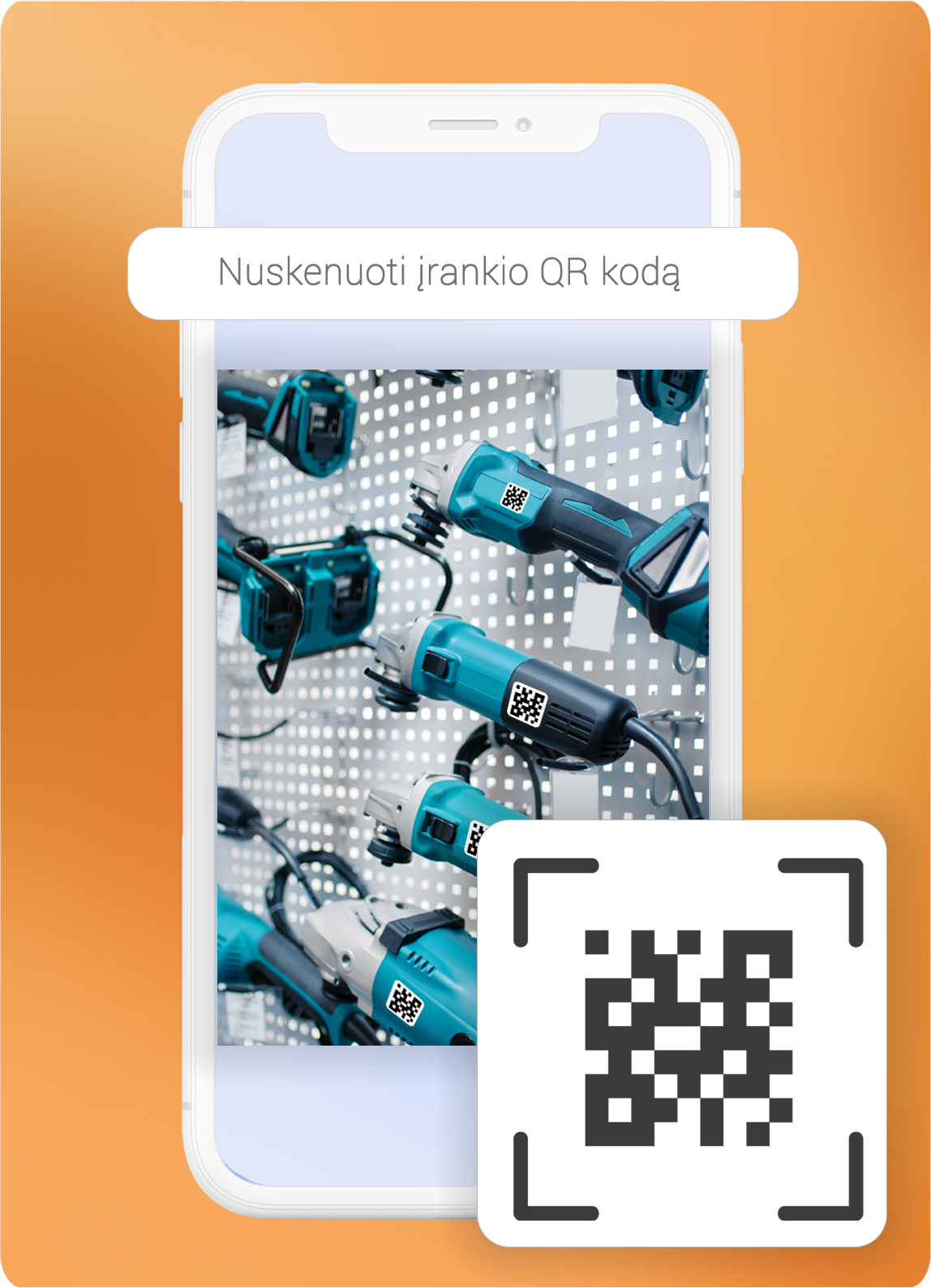 darnuotojas perima įrankius